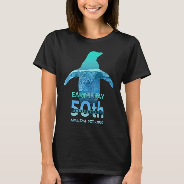 Earth Day 50th Anniversary Penguin Silhouette T-Shirt (Vorderseite)