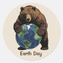 Earth Day Bär umarmt Planet Design