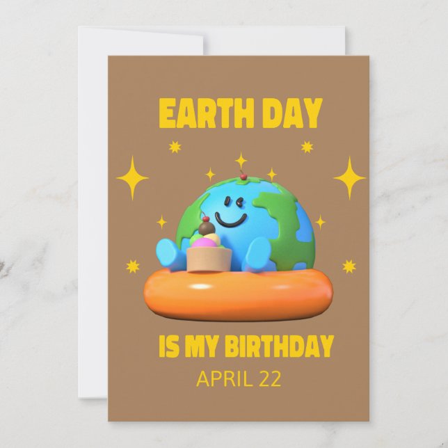 Earth Day Birthday 22. April Einladung (Vorderseite)