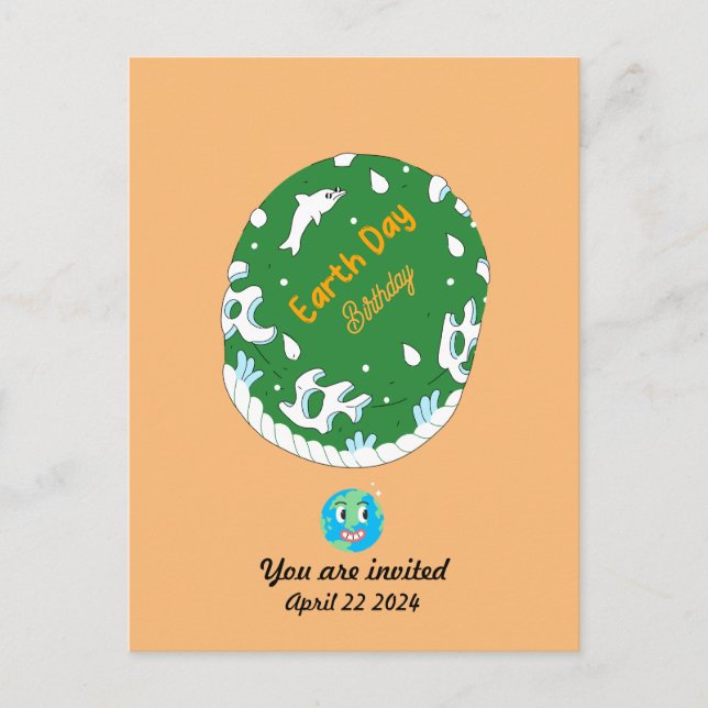 Earth Day Birthday Custom Postkarte (Vorderseite)