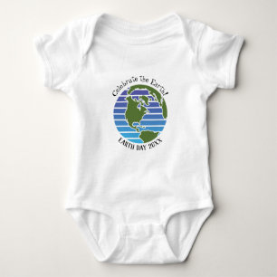 Earth Day Blue Green Globe Map Planet Baby Strampler