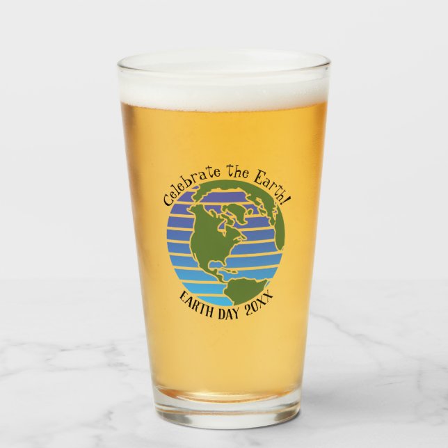 Earth Day Blue Green Globe Map Planet Glas (Vorne (Gefüllt))