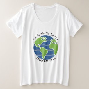Earth Day Blue Green Globe Map Planet Große Größe T-Shirt