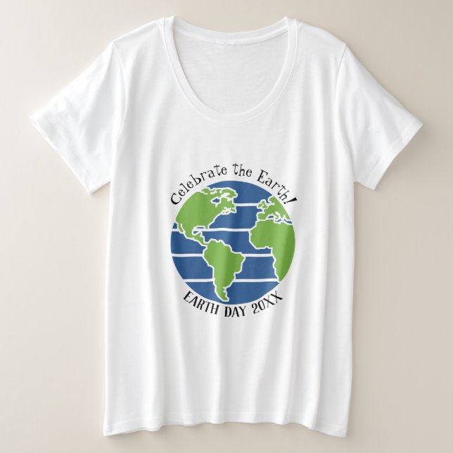 Earth Day Blue Green Globe Map Planet Große Größe T-Shirt (Design vorne)