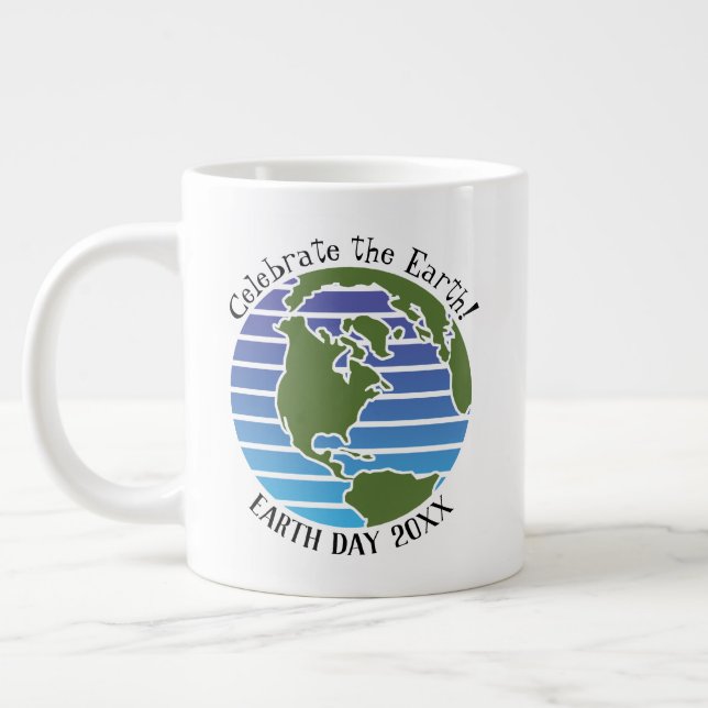 Earth Day Blue Green Globe Map Planet Jumbo-Tasse (Links)