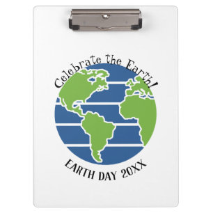 Earth Day Blue Green Globe Map Planet Klemmbrett