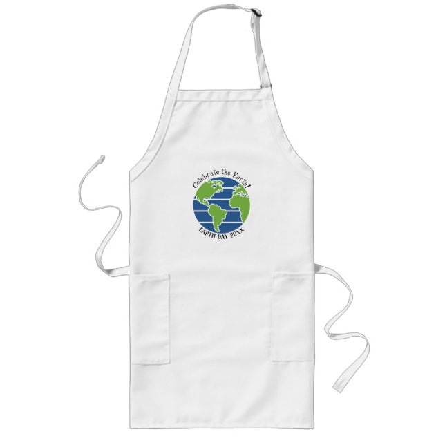 Earth Day Blue Green Globe Map Planet Lange Schürze (Vorne)