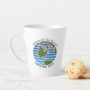 Earth Day Blue Green Globe Map Planet Milchtasse