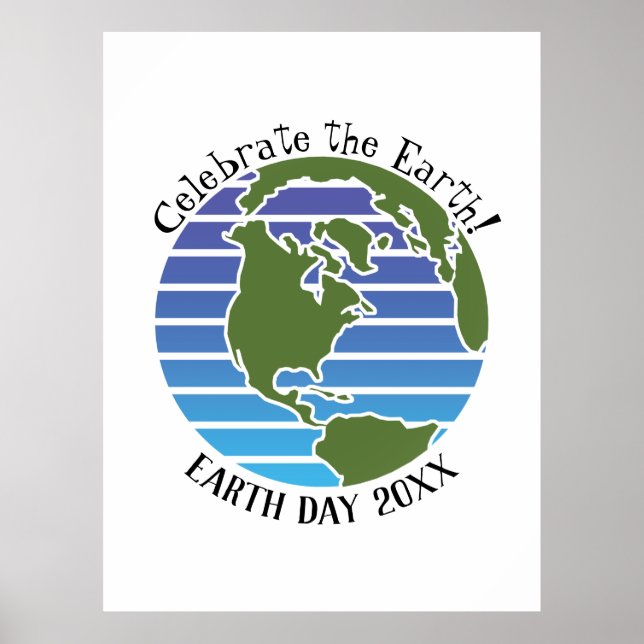 Earth Day Blue Green Globe Map Planet Poster (Vorne)