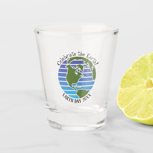 Earth Day Blue Green Globe Map Planet Schnapsglas (Vorderseite)