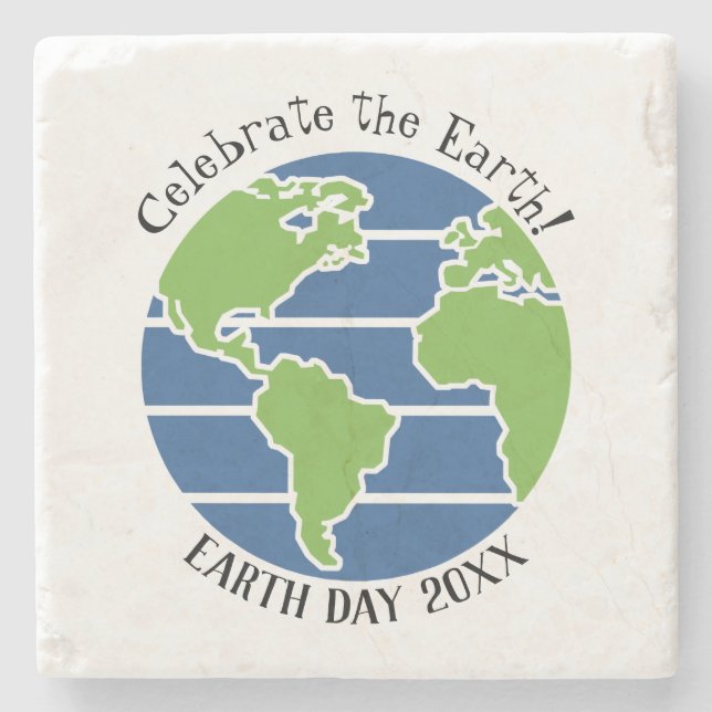 Earth Day Blue Green Globe Map Planet Steinuntersetzer (Vorderseite)