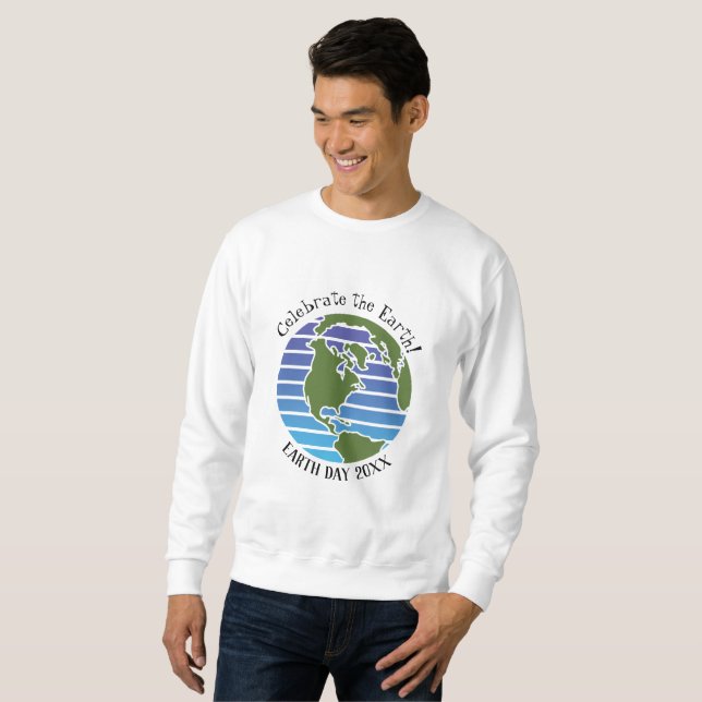 Earth Day Blue Green Globe Map Planet Sweatshirt (Vorne ganz)