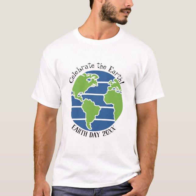 Earth Day Blue Green Globe Map Planet T-Shirt (Vorderseite)
