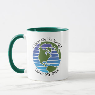 Earth Day Blue Green Globe Map Planet Tasse