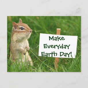 Earth Day Chipmunk Postkarte
