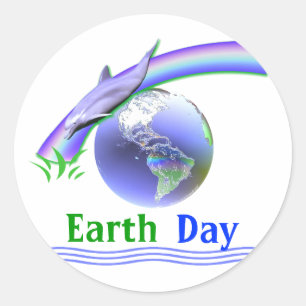Earth Day Dolphin Runder Aufkleber
