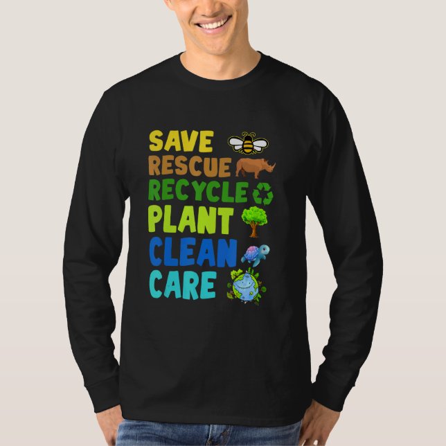 Earth Day Environmental Protection Save Bees Rescu T-Shirt (Vorderseite)