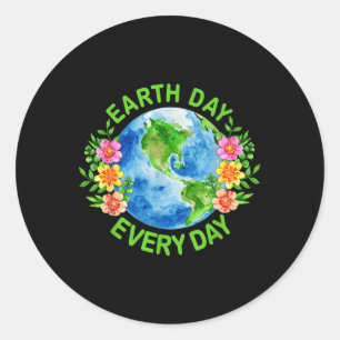 Earth Day Everyday Floral Earth Day 2025 Rett The Runder Aufkleber