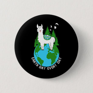 Earth Day Everyday Llama Cool Pro Environment-Lieb Button