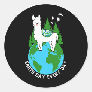 Earth Day Everyday Llama Cool Pro Environment-Lieb Runder Aufkleber