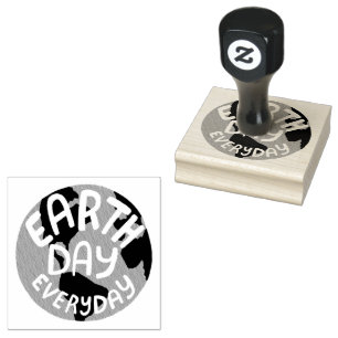 Earth Day Everyday Planet Globe Simple Modern Gummistempel