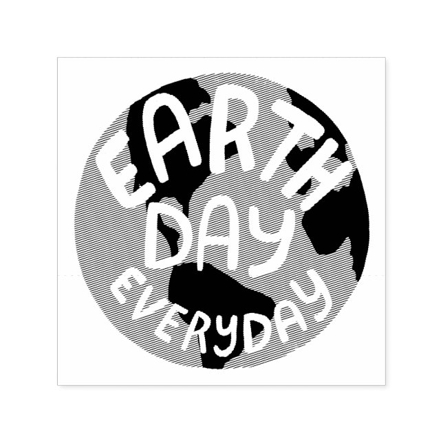 Earth Day Everyday Planet Globe Simple Modern Permastempel (Design)