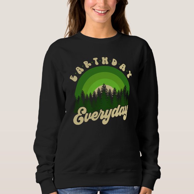 Earth Day Everyday Retro Groovy Rainbow Save Envir Sweatshirt (Vorderseite)