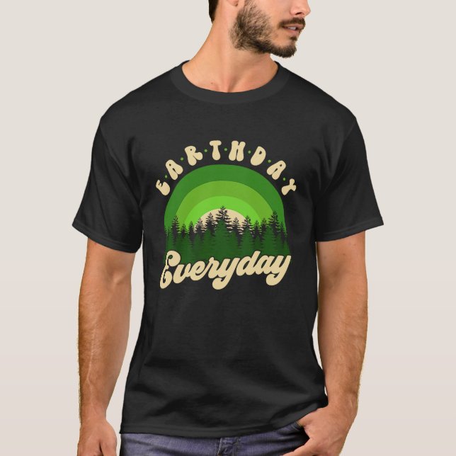 Earth Day Everyday Retro Groovy Rainbow Save Envir T-Shirt (Vorderseite)
