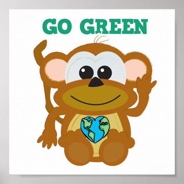 Earth Day Go Green Monkey Goofkins Poster (Vorne)