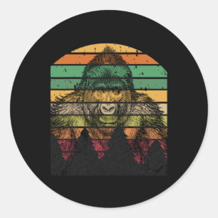 Earth Day Gorilla Vintag Pine Tree Männer Frauen K Runder Aufkleber