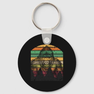 Earth Day Gorilla Vintage Kiefernbaum Männer Fraue Schlüsselanhänger