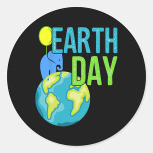 Earth Day Great Vintag Earth Day Elephant Shirt Runder Aufkleber