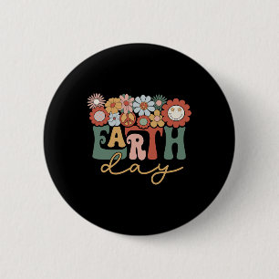 Earth Day Groovy Blume Lover Planet Weltnaturerbe Button