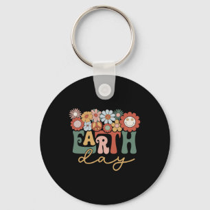 Earth Day Groovy Blume Lover Planet Weltnaturerbe Schlüsselanhänger