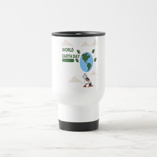Earth Day Harmony - Blue & Green Illustration Reisebecher (Mittel)