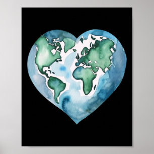 Earth Day Heart Planet Niedlich Earth Day for Kids Poster