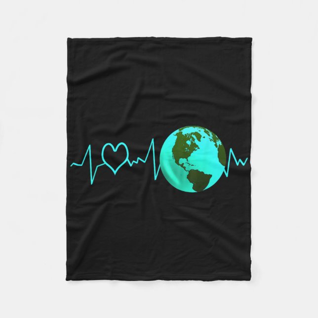 Earth Day Heartbeat Recycelnd Klimawandel Fleecedecke (Vorderseite)