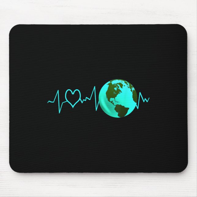 Earth Day Heartbeat Recycelnd Klimawandel Mousepad (Vorne)