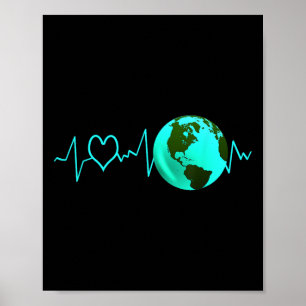 Earth Day Heartbeat Recycelnd Klimawandel Poster