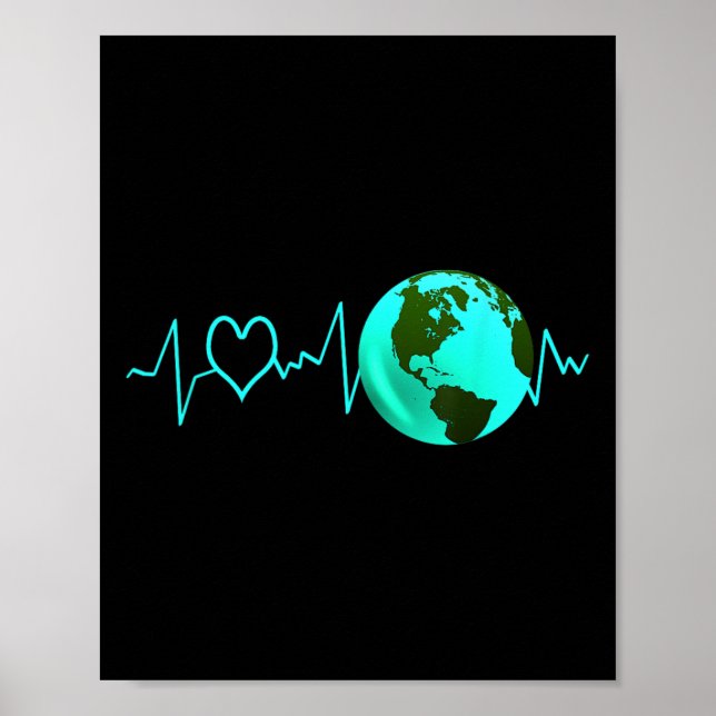Earth Day Heartbeat Recycelnd Klimawandel Poster (Vorne)