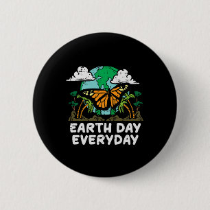 Earth Day Jeden Schmetterling Niedliche Umgebung M Button