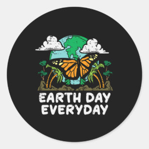 Earth Day Jeden Schmetterling Niedliche Umgebung M Runder Aufkleber