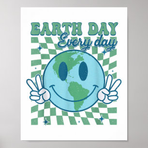 Earth Day Jeden Smile Face Hippie Planet Annive Poster