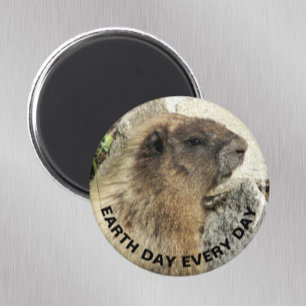 Earth Day Jeden Tag Hoary Marmot Foto Magnet