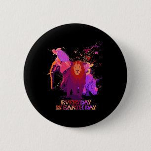 Earth Day Jeden Tag Liebe Elephant Turtles Lion Rh Button
