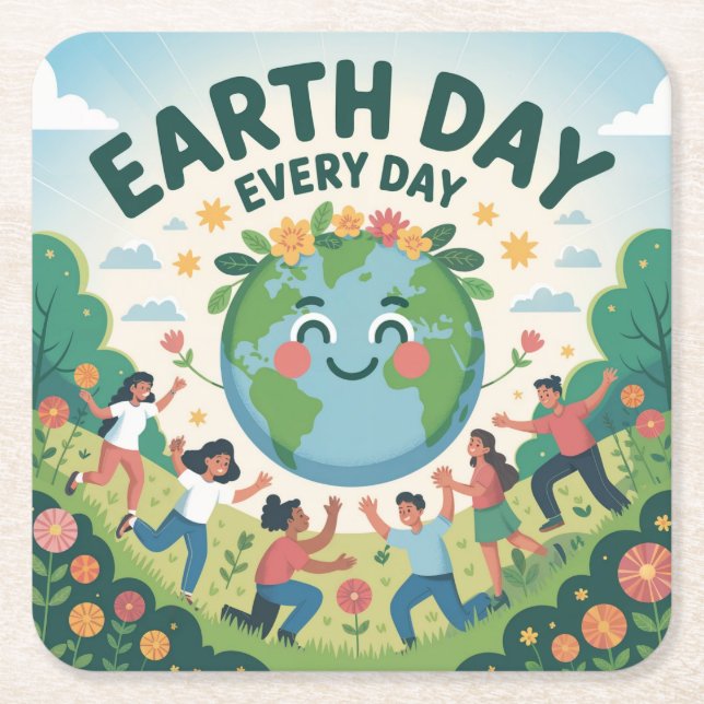 Earth Day Jeden Tag Untersetzer Set (Vorderseite)