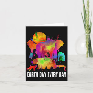 Earth Day Jeden Tag Wasserfarbene Tiere Liebhaber  Karte