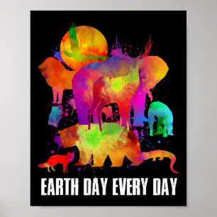 Earth Day Jeden Tag Wasserfarbene Tiere Liebhaber Poster