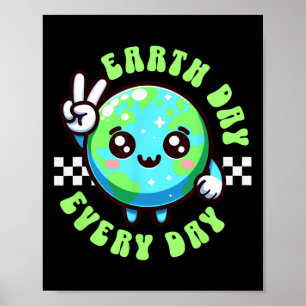 Earth Day Kawaii Jeden Tag Kinder Planet Frieden H Poster