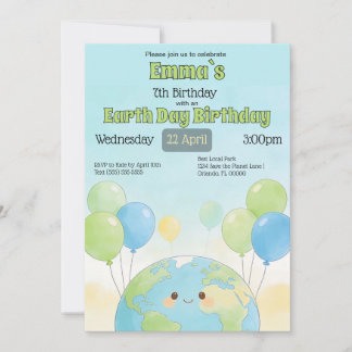 Earth Day Kids Birthday Einladung